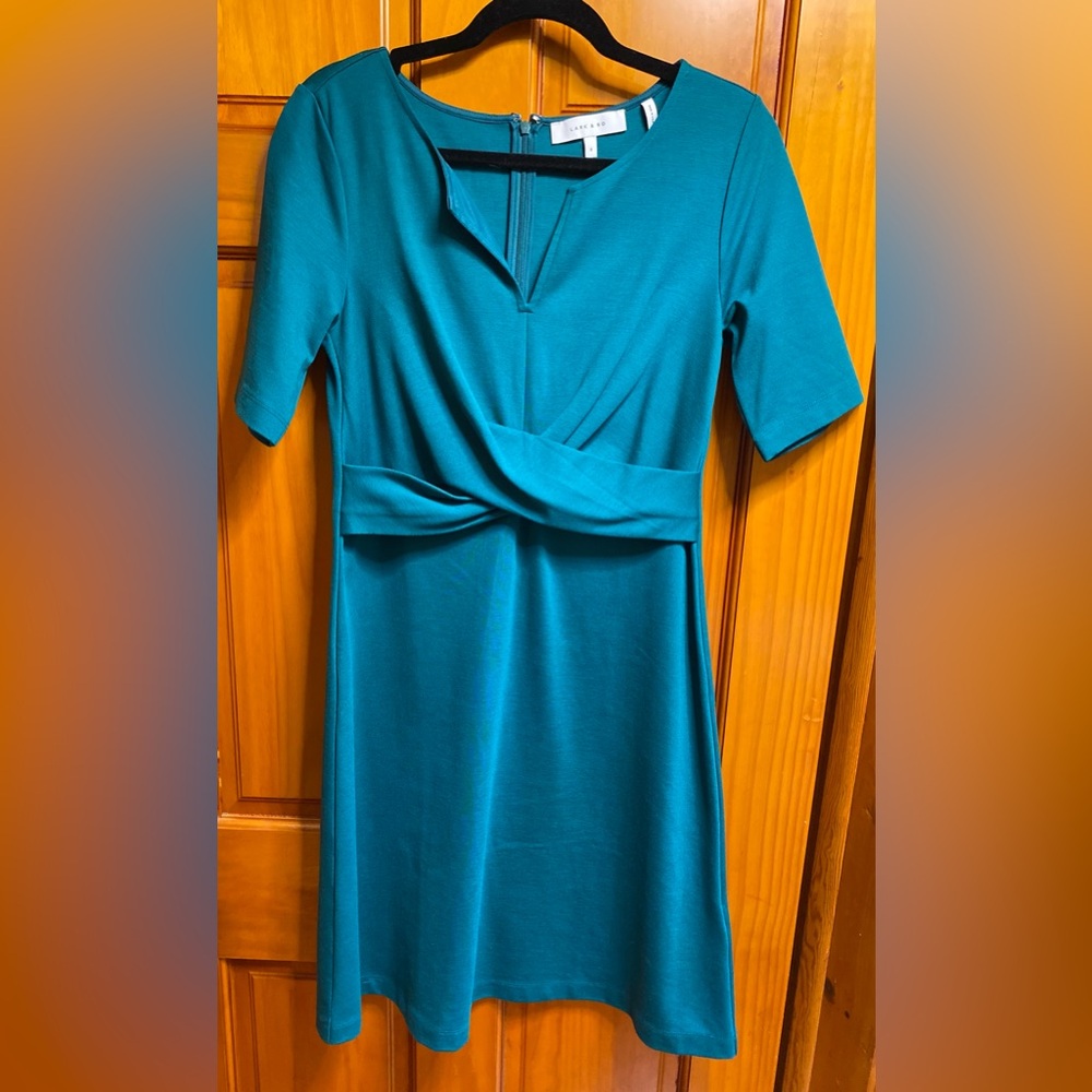Lark & Ro Women's Half Sleeve Twist Front A-Line Ponte Dress 8 - Picture 3 of 12